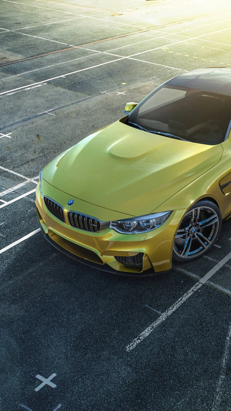 BMW M3 in Yellow 4K Mobile Wallpaper