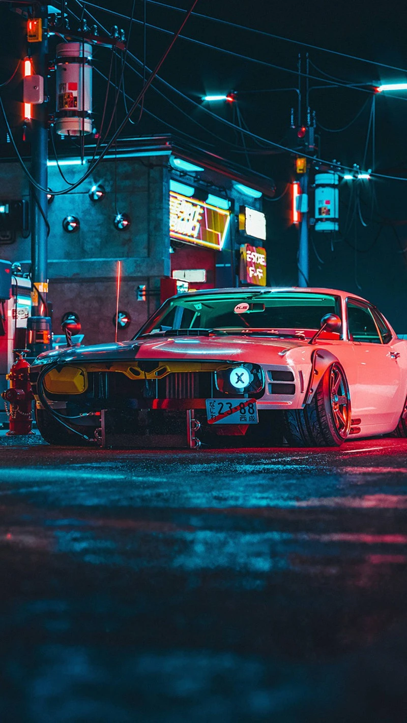 Cyberpunk Cruiser: Neon Nights and Chrome Dreams 4K Mobile Wallpaper
