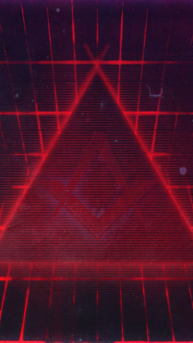Red Neon Triangle 4K Mobile Wallpaper