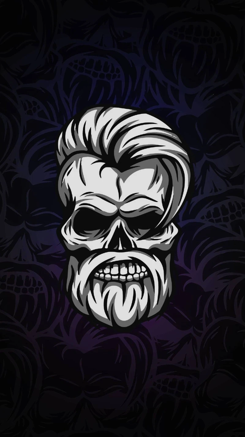 Skull with Hairstyle 4K Mobile Wallpaper