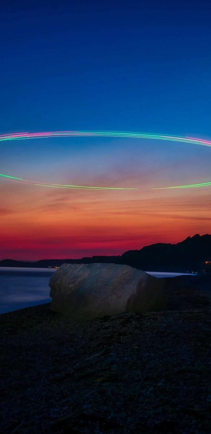 Drone Light Painting at Sunset 4K Mobile Wallpaper