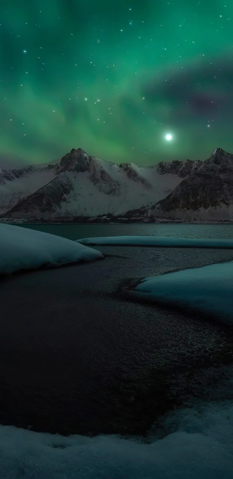 Aurora Borealis over Snowy Mountains 4K Mobile Wallpaper