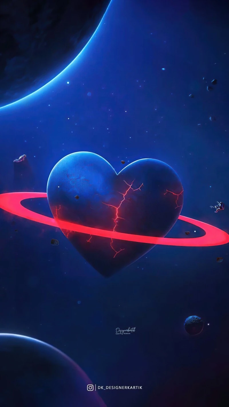 Broken Heart Planet 4K Mobile Wallpaper