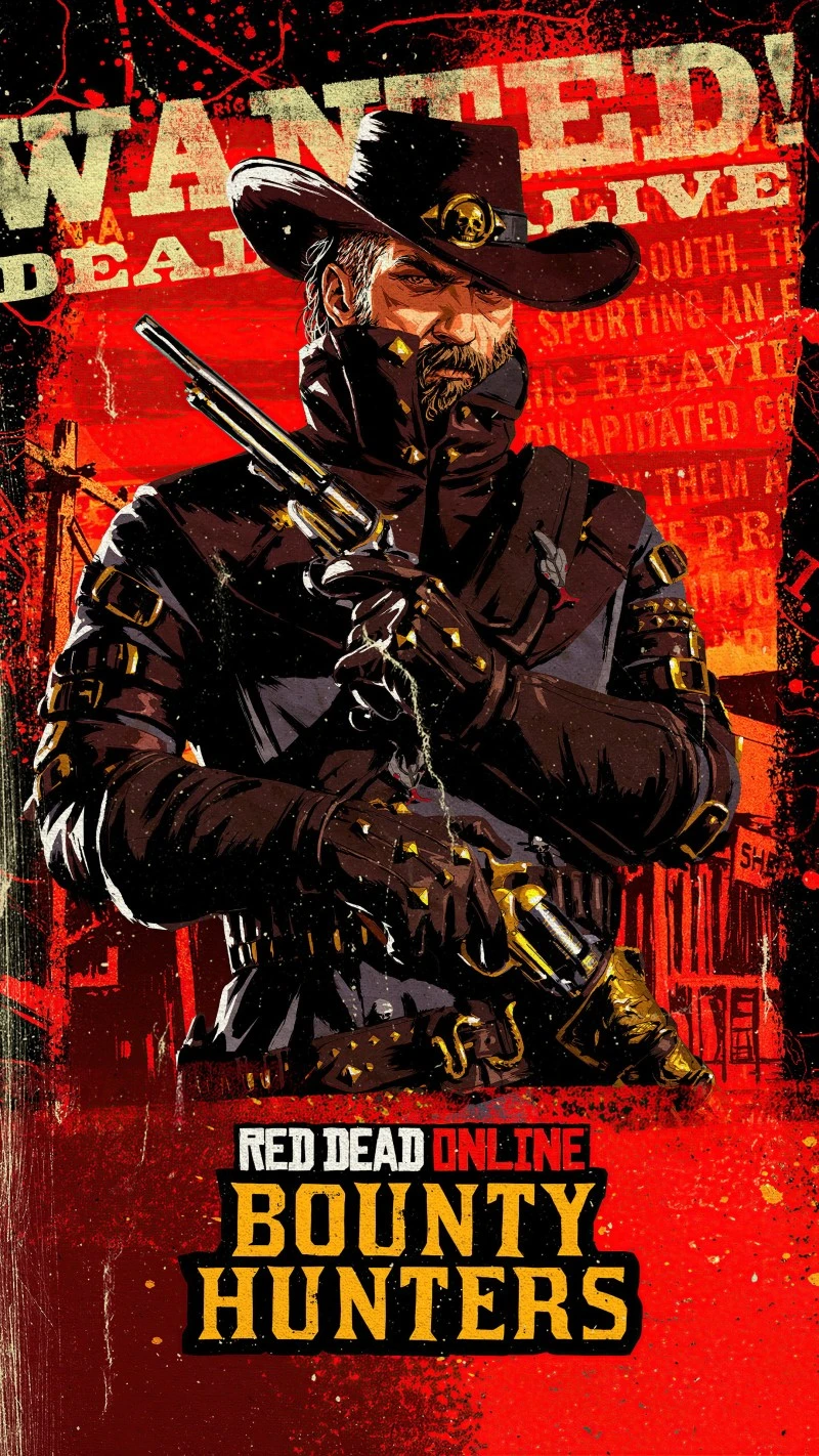 Vibrant Red Dead Online Bounty Hunter Poster Artwork Wallpaper 4K Red dead Wallpaper