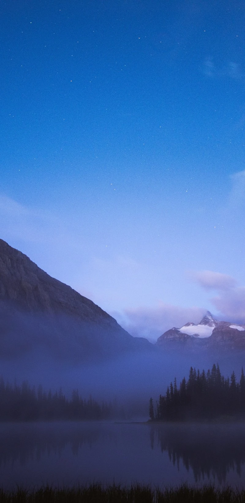 Misty Mountain Lake Under a Starry Sky 4K Mobile Wallpaper