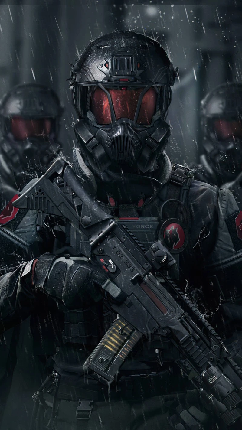 Elite Squad in the Rain 4K Mobile Wallpaper