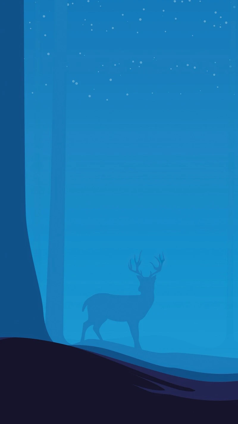 Mysterious Deer in a Blue Forest 4K Mobile Wallpaper