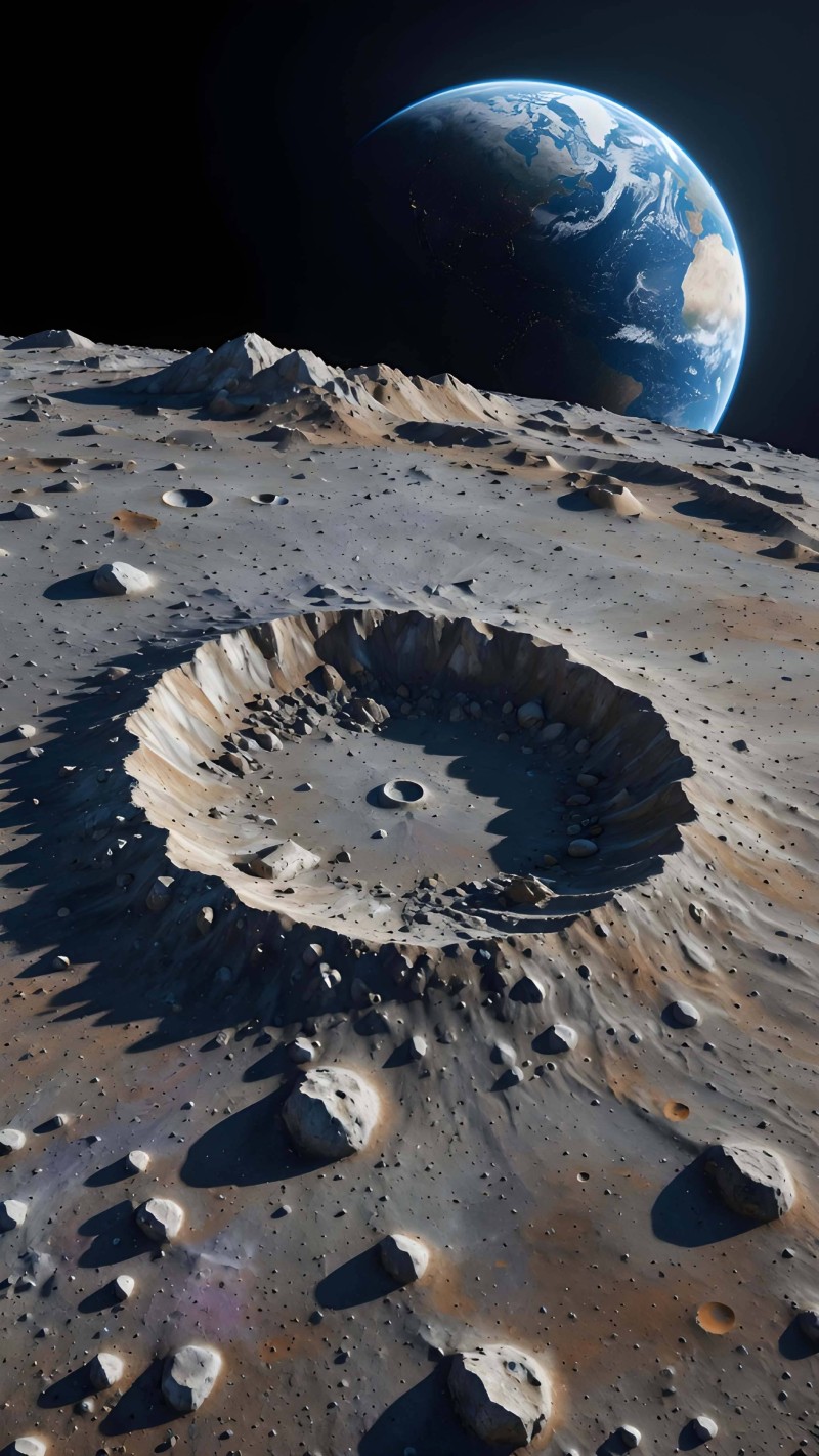 Lunar Crater Landscape 4K Moon Wallpaper