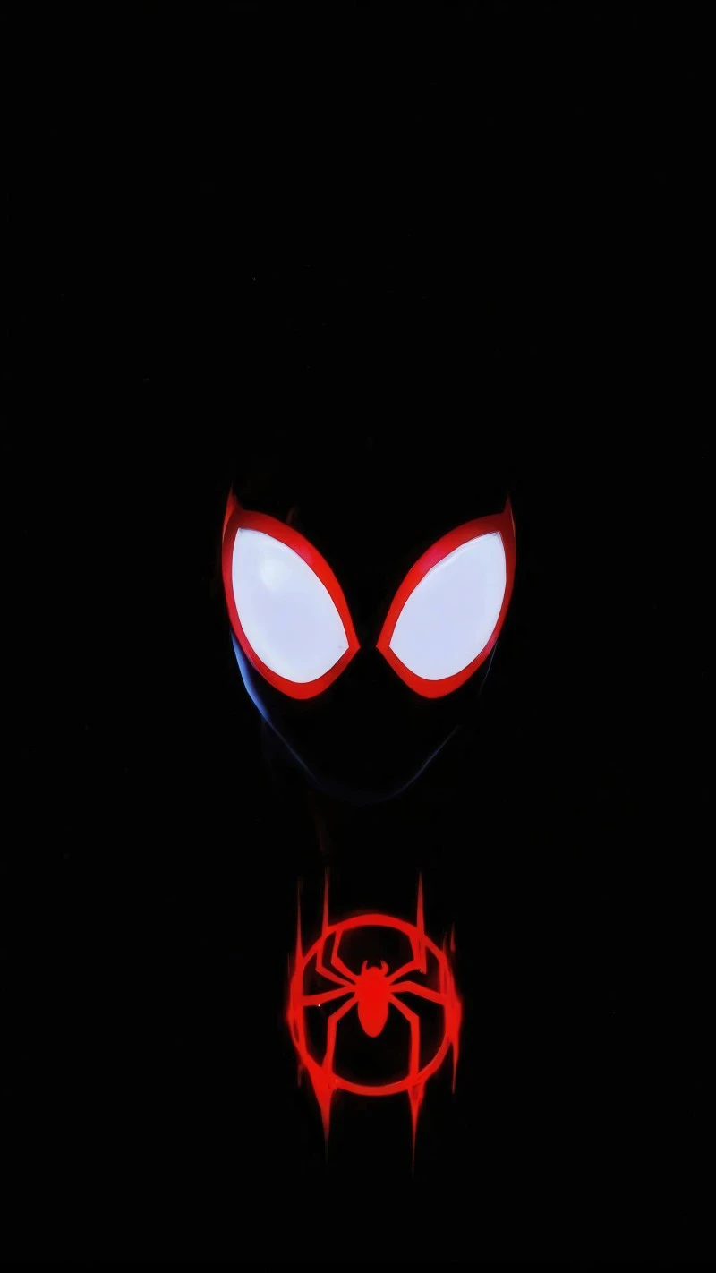 Miles Morales Spider-Man Eyes and Logo 4K Mobile Wallpaper