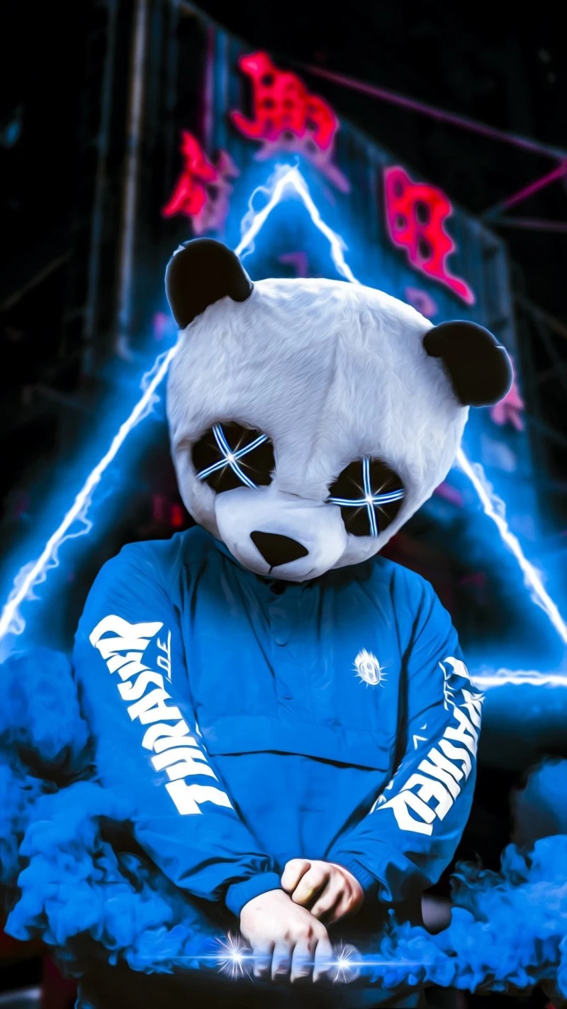 Neon Panda 4K Mobile Wallpaper