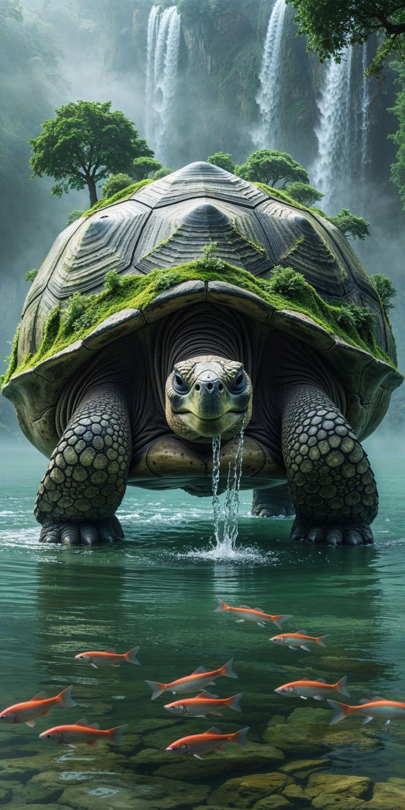 Giant Tortoise in a Surreal Landscape 4K Mobile Wallpaper