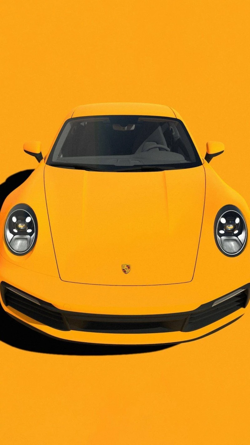 Yellow Porsche 911 Front View 4K Mobile Wallpaper