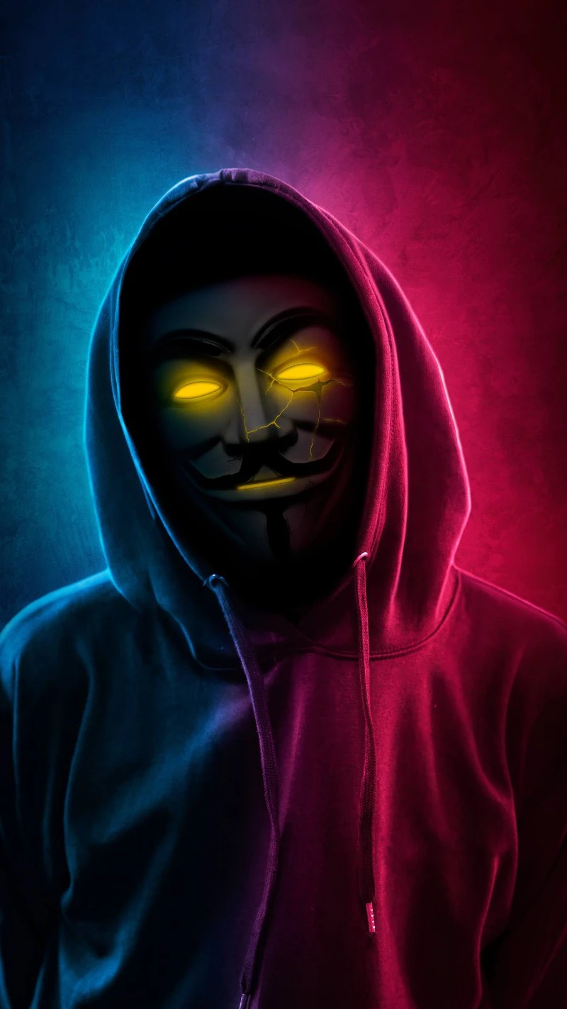 Anonymous in Neon 4K Mobile Wallpaper
