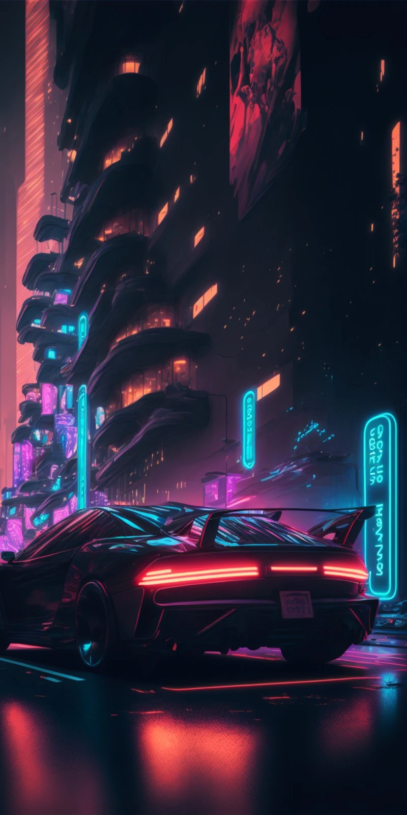 Cyberpunk Cityscape Night Drive 4K Mobile Wallpaper
