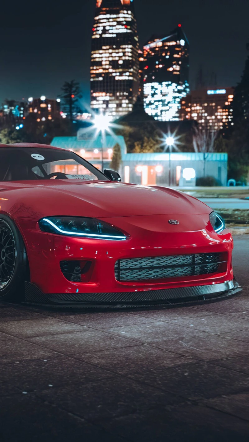 Modified Toyota Supra at Night 4K Mobile Wallpaper
