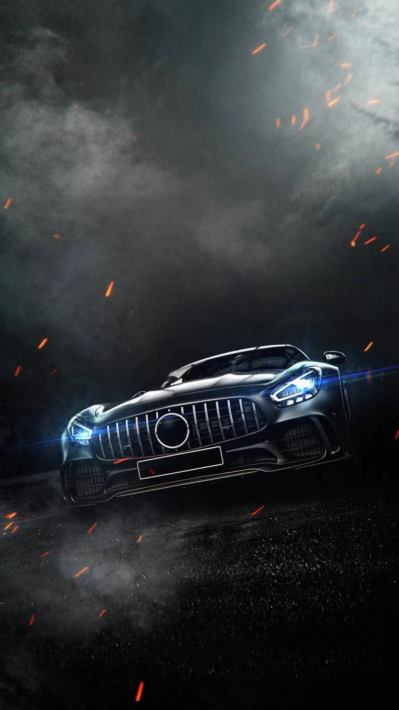 Mercedes-AMG GT in Dramatic Setting 4K Mobile Wallpaper