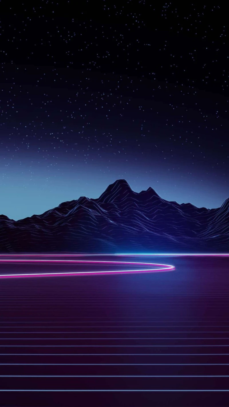 Retro Wave Mountain Landscape 4K Mobile Wallpaper