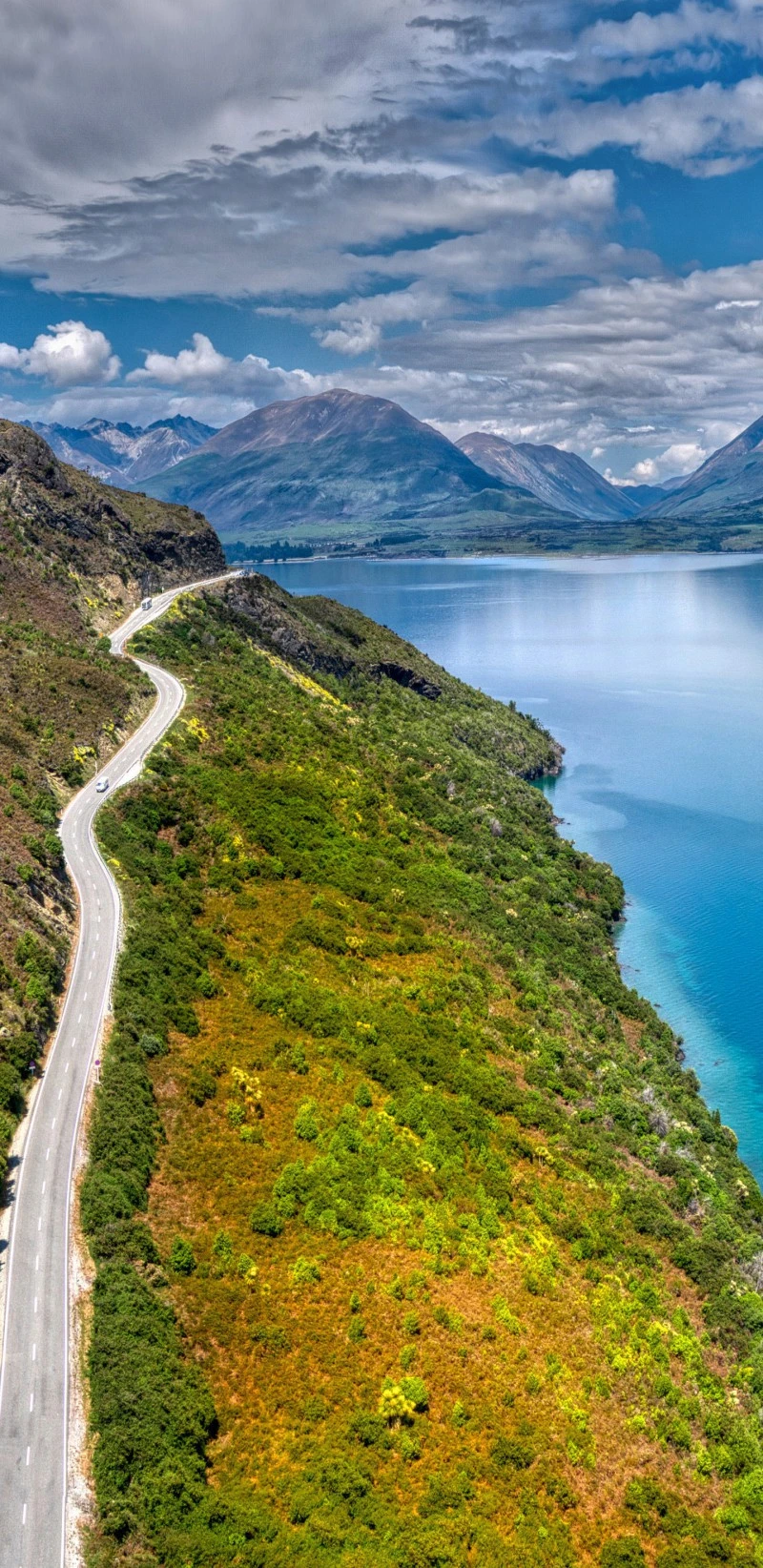 Scenic Road by the Lake 4K Mobile Wallpaper