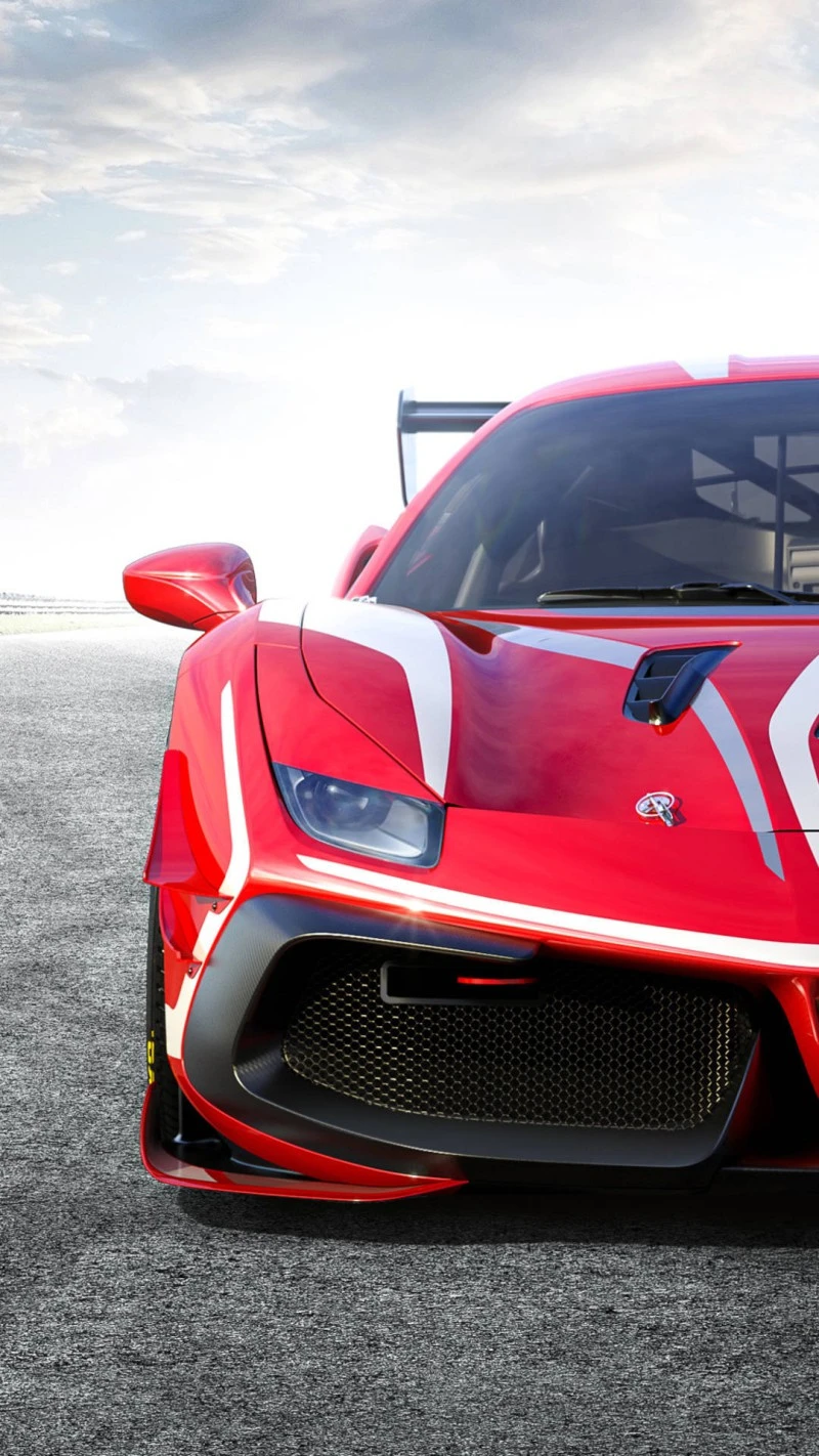 Red Ferrari Race Car on Track 4K Mobile Wallpaper