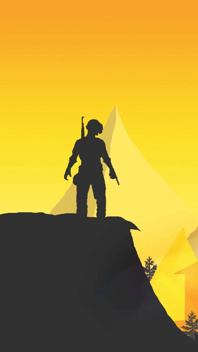 PUBG Silhouette at Sunset 4K Mobile Wallpaper