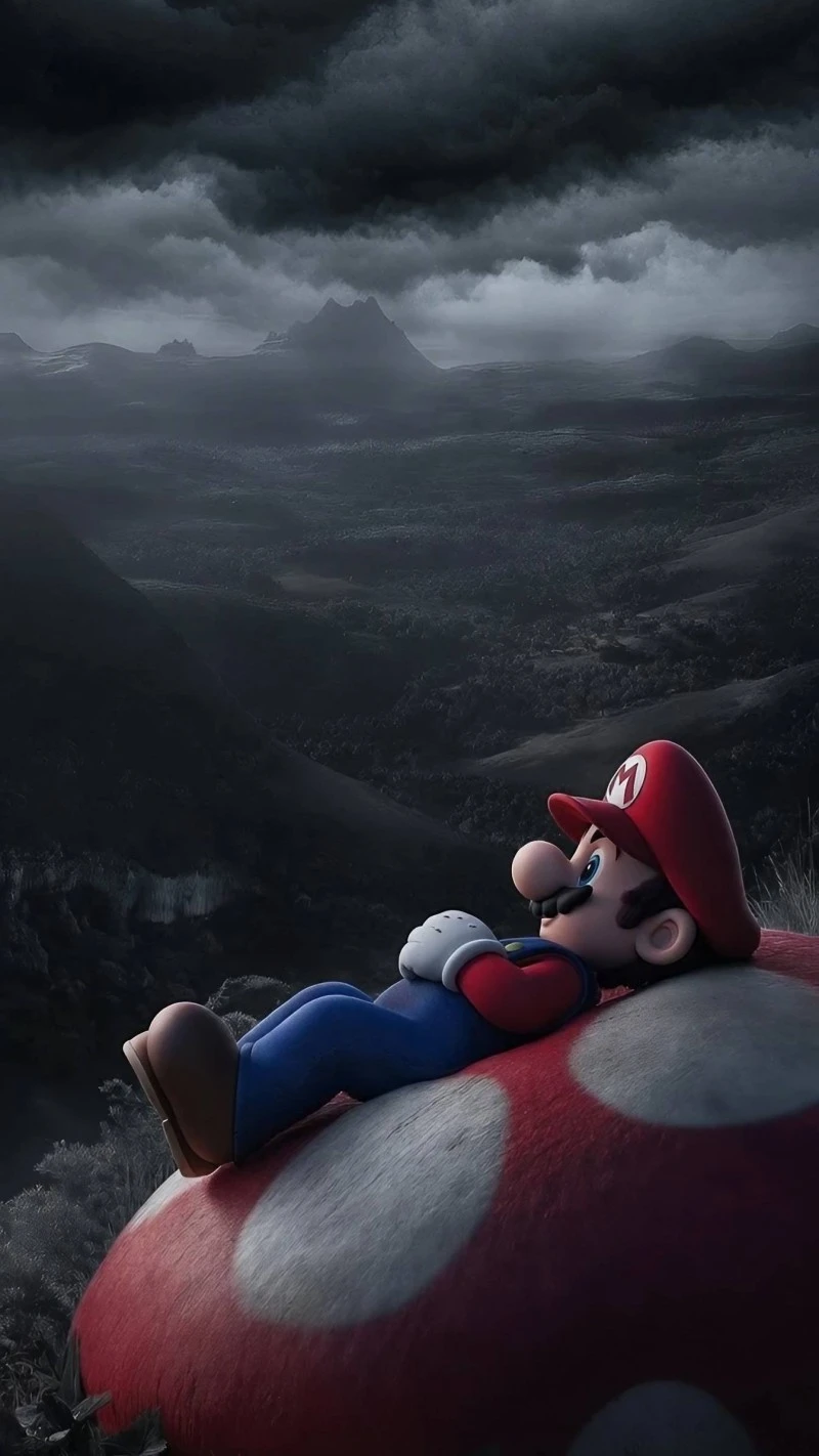 Mario's Dark Contemplation 4K Mobile Wallpaper