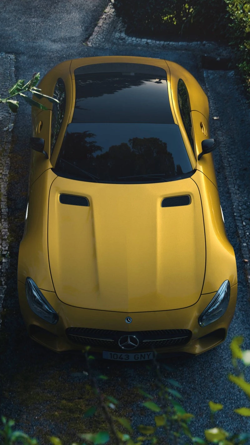 Golden Mercedes-AMG GT 4K Mobile Wallpaper