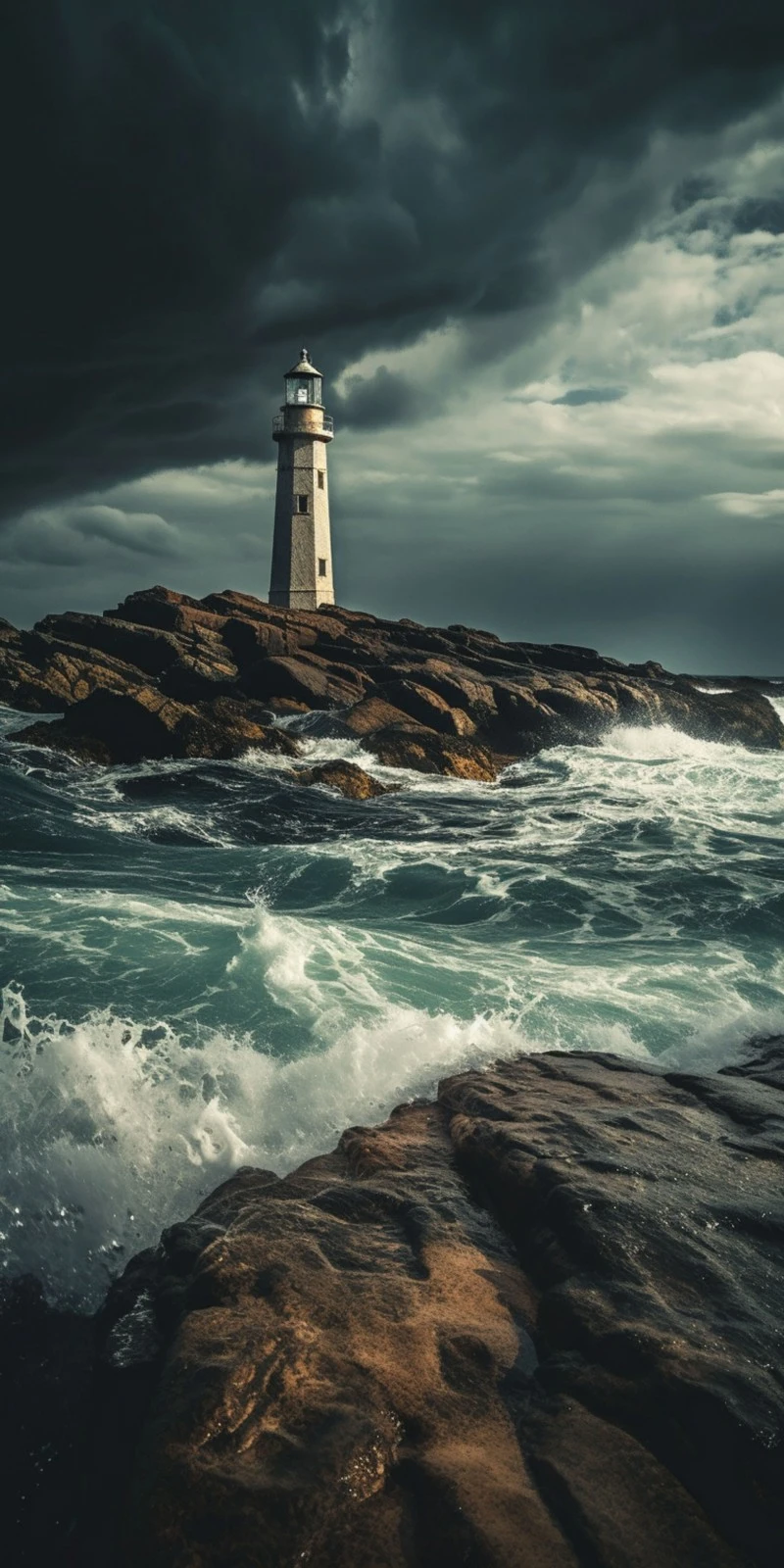 Lighthouse in a Storm 4K Mobile Wallpaper