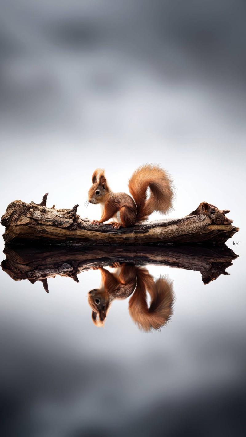 Squirrel on a Log 4K Mobile Wallpaper