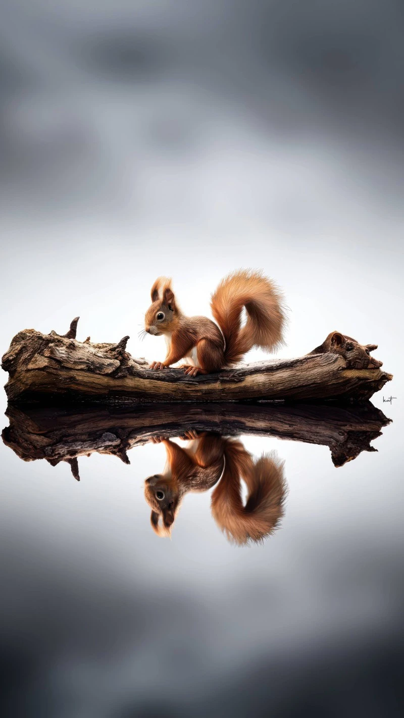 Squirrel on a Log 4K Mobile Wallpaper