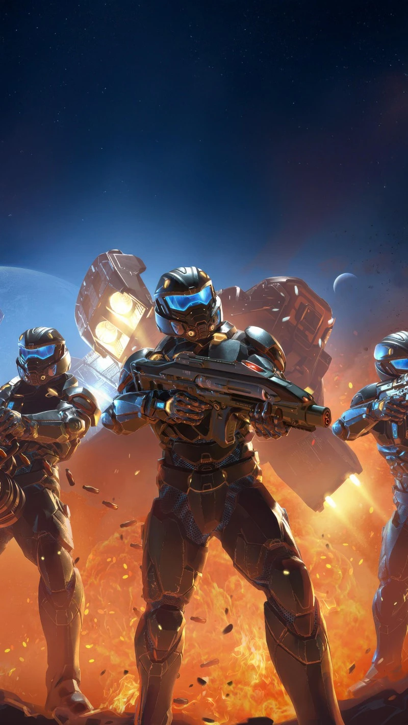 Space Marines in Action 4K Mobile Wallpaper