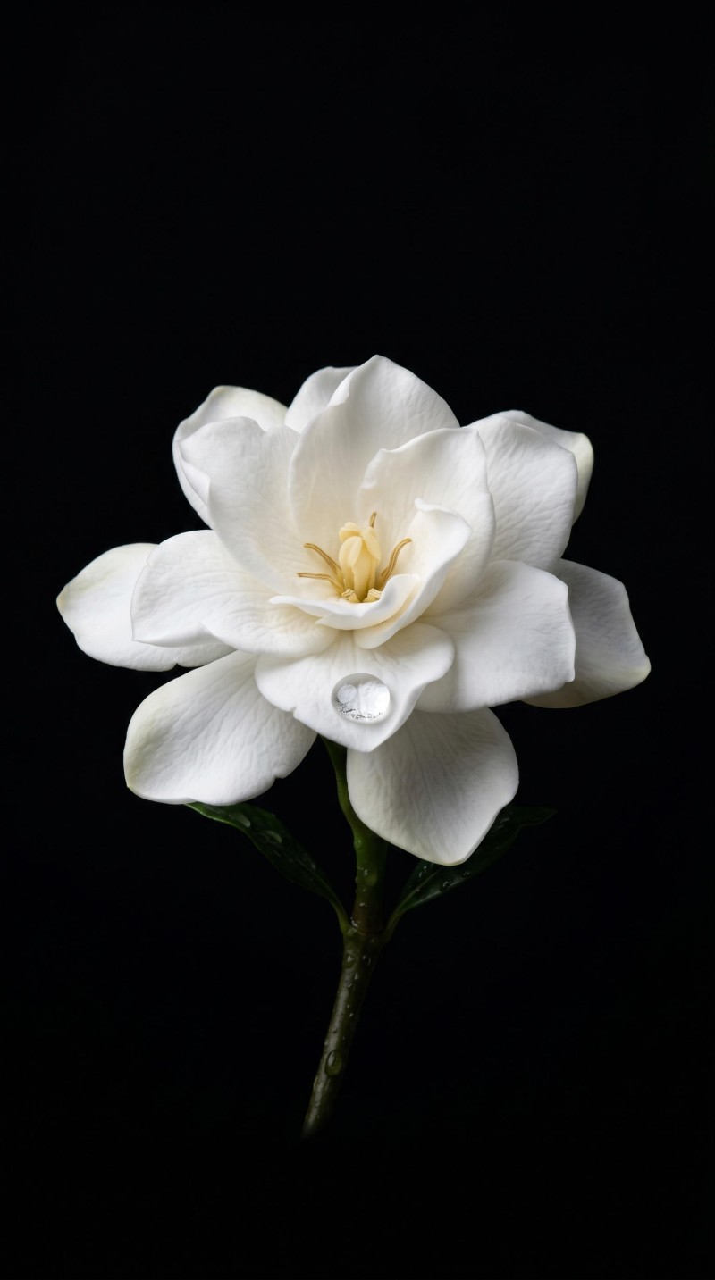Minimalist White Flower Photography on Black Background 4K White Wallpaper