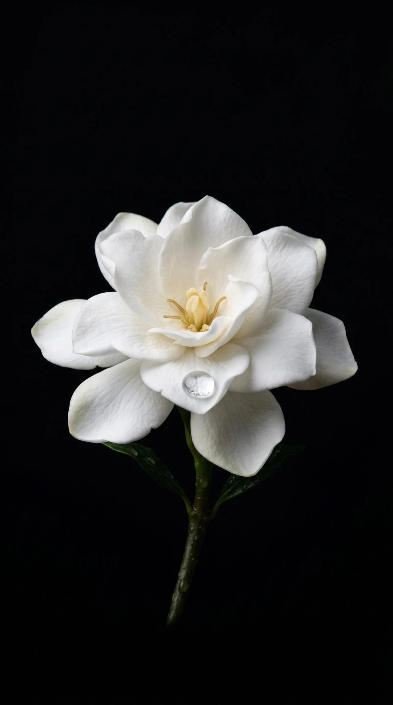 Minimalist White Flower Photography on Black Background 4K Mobile Wallpaper