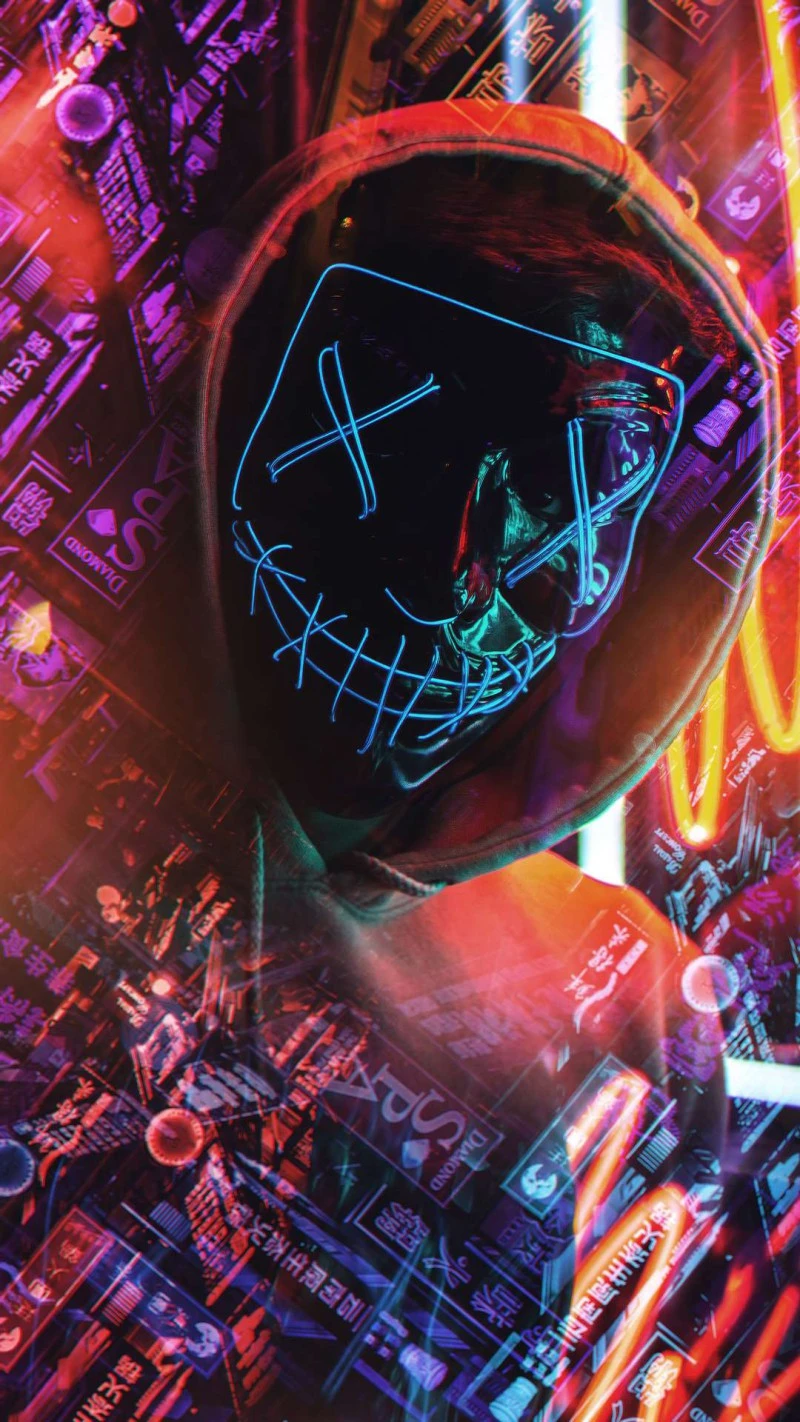 Neon Smile 4K Mobile Wallpaper
