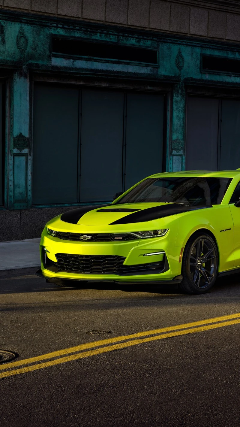 Bright Green Chevrolet Camaro 4K Mobile Wallpaper