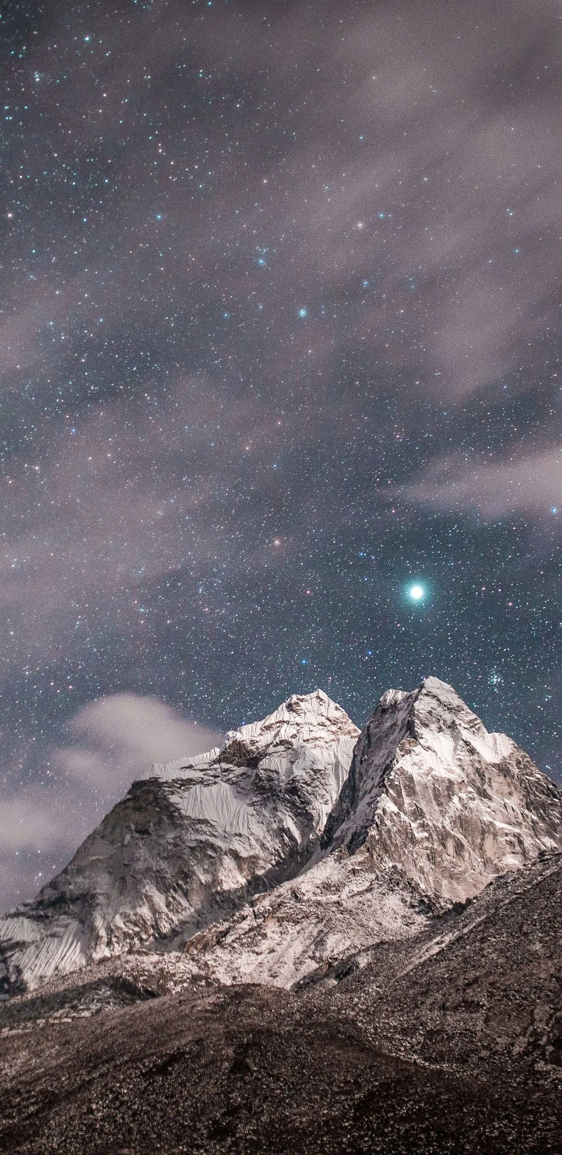 Starry Night over Majestic Mountains 4K Mobile Wallpaper