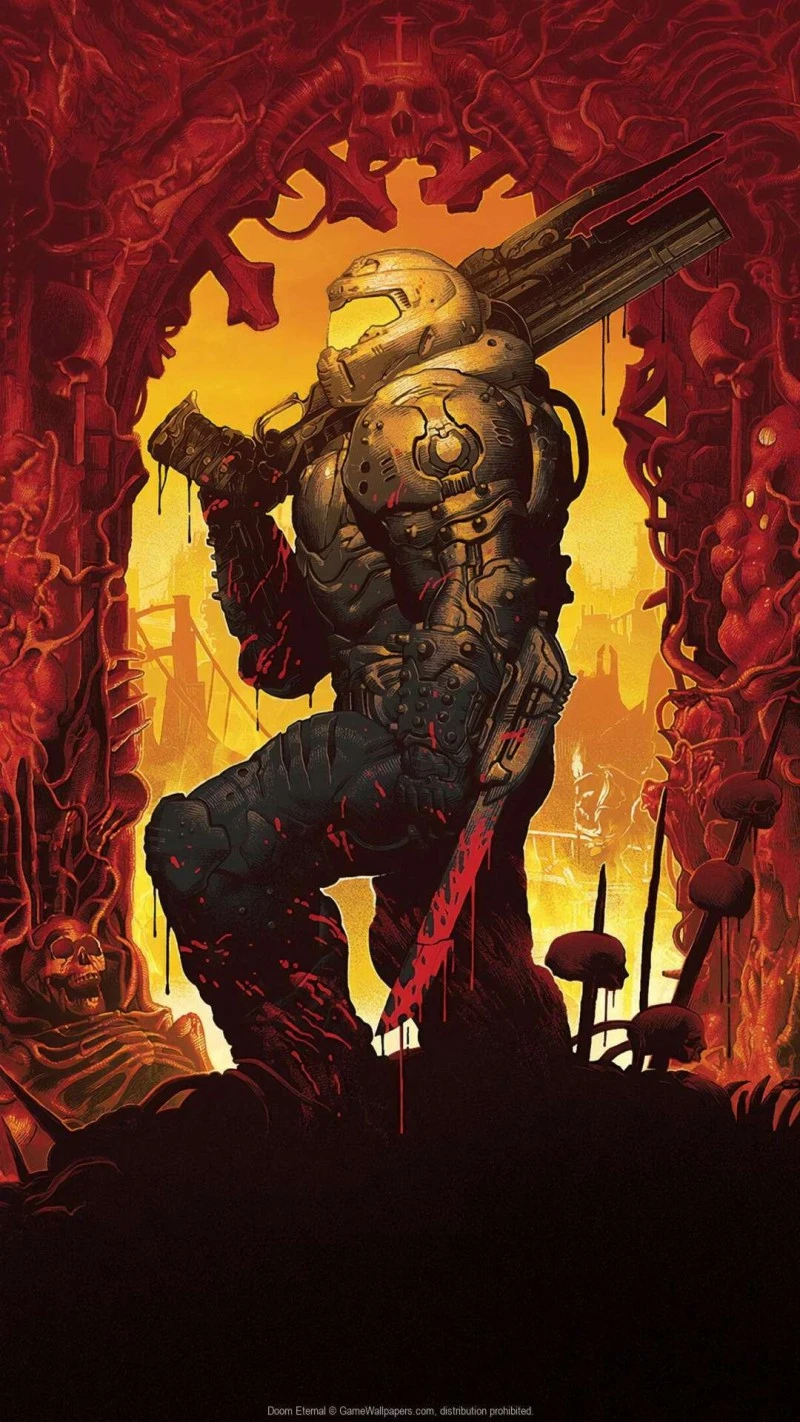 Doom Eternal Bloody Victory 4K Mobile Wallpaper