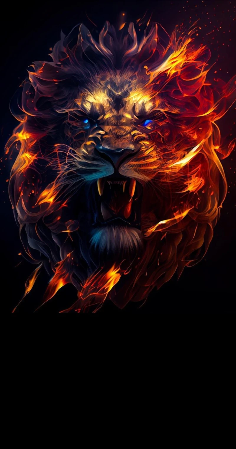 Fiery Lion 4K Mobile Wallpaper