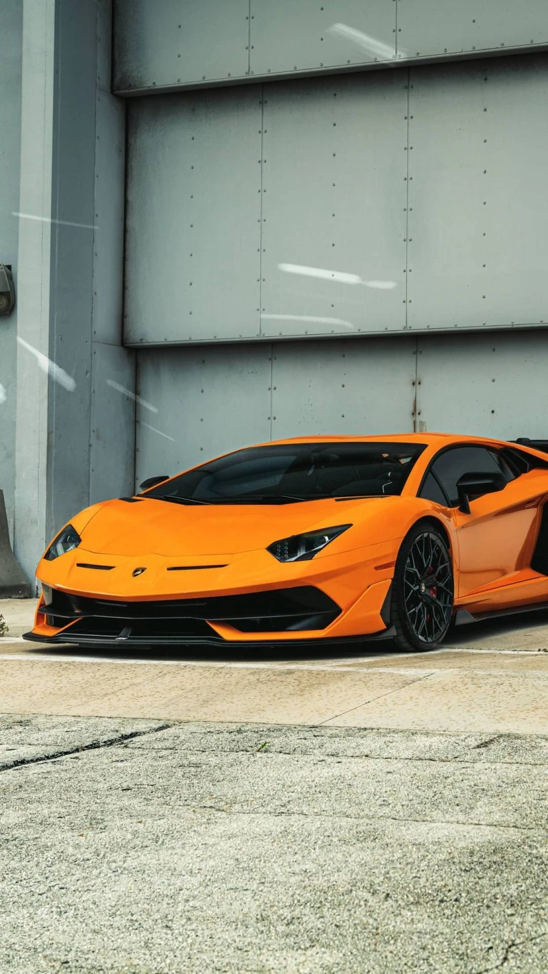 Orange Lamborghini Aventador 4K Mobile Wallpaper