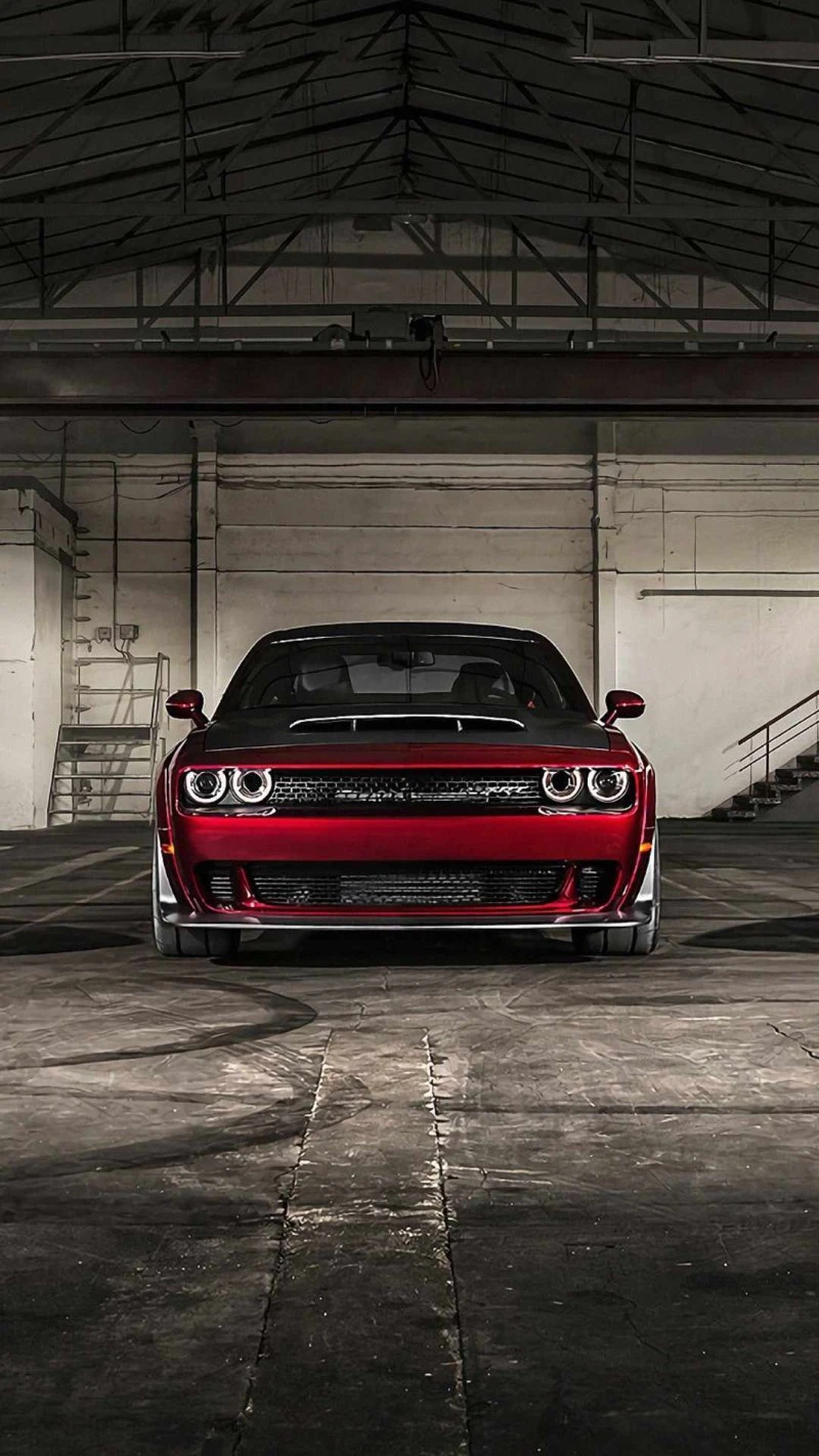 Dodge Challenger Hellcat Redeye in Garage 4K Mobile Wallpaper