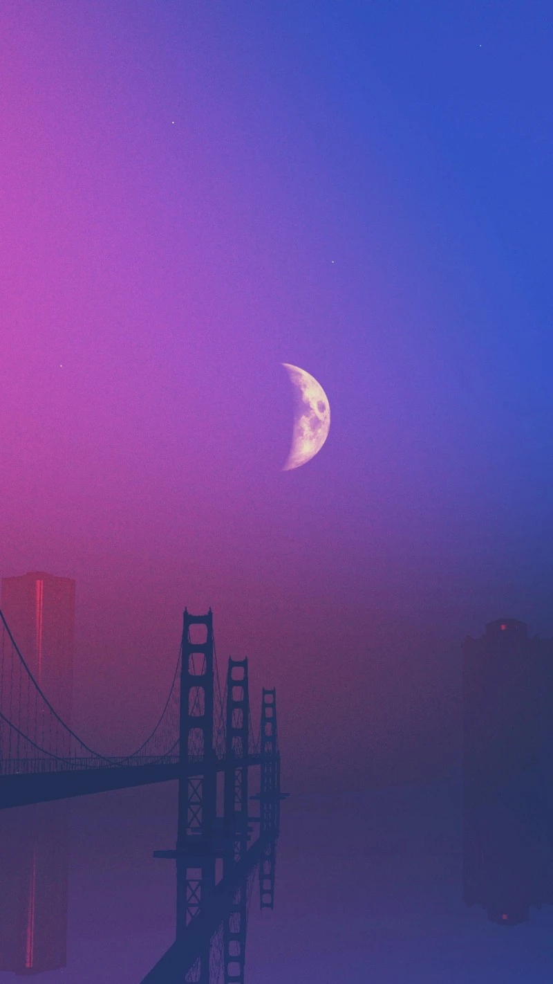Moonlit Cityscape Bridge 4K Mobile Wallpaper