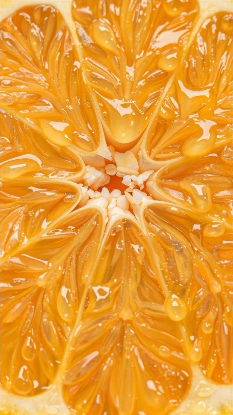 Vibrant Juicy Orange Citrus Fruit Slice Macro 4K Orange Wallpaper