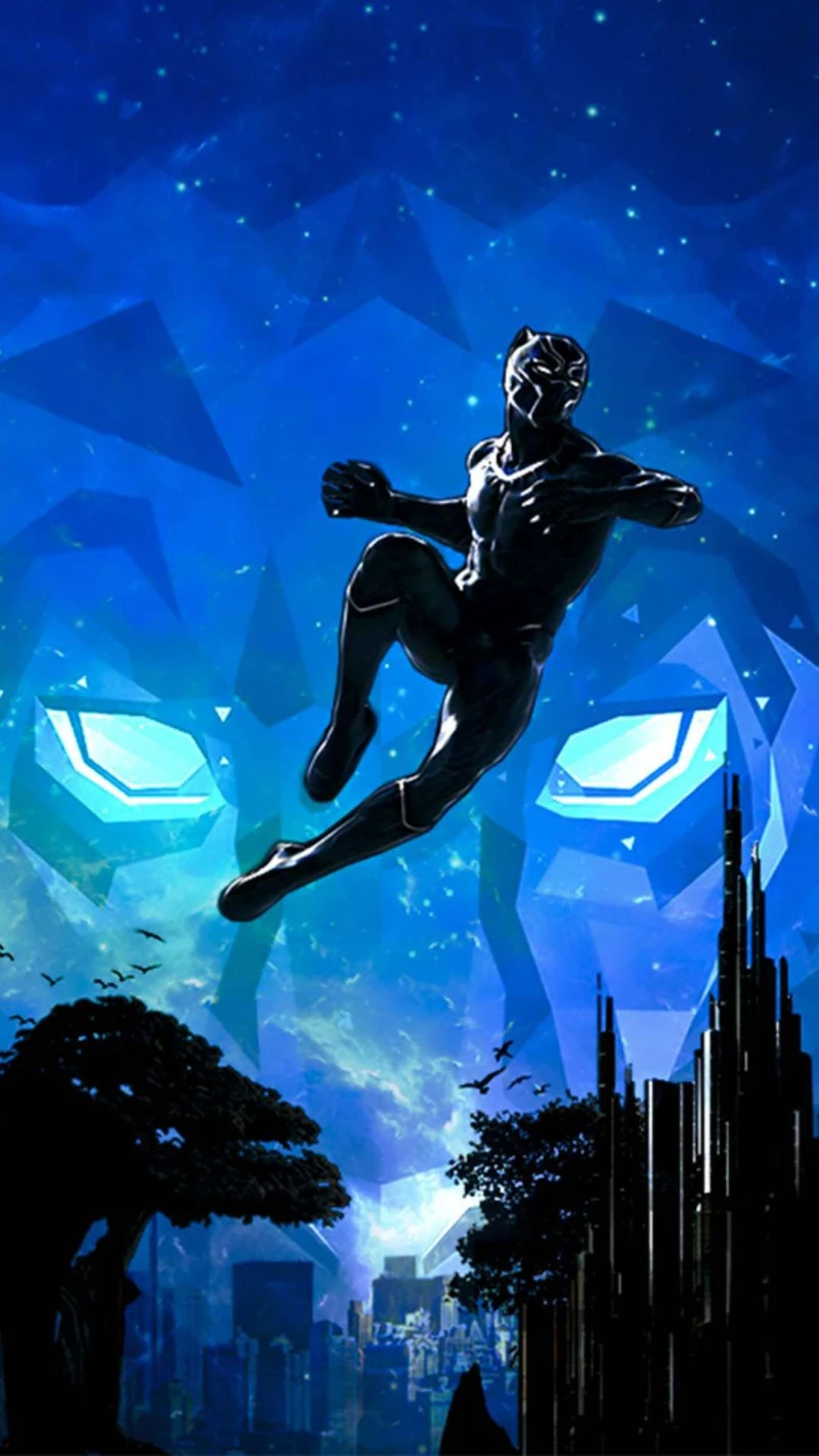 Black Panther's Mighty Leap 4K Mobile Wallpaper