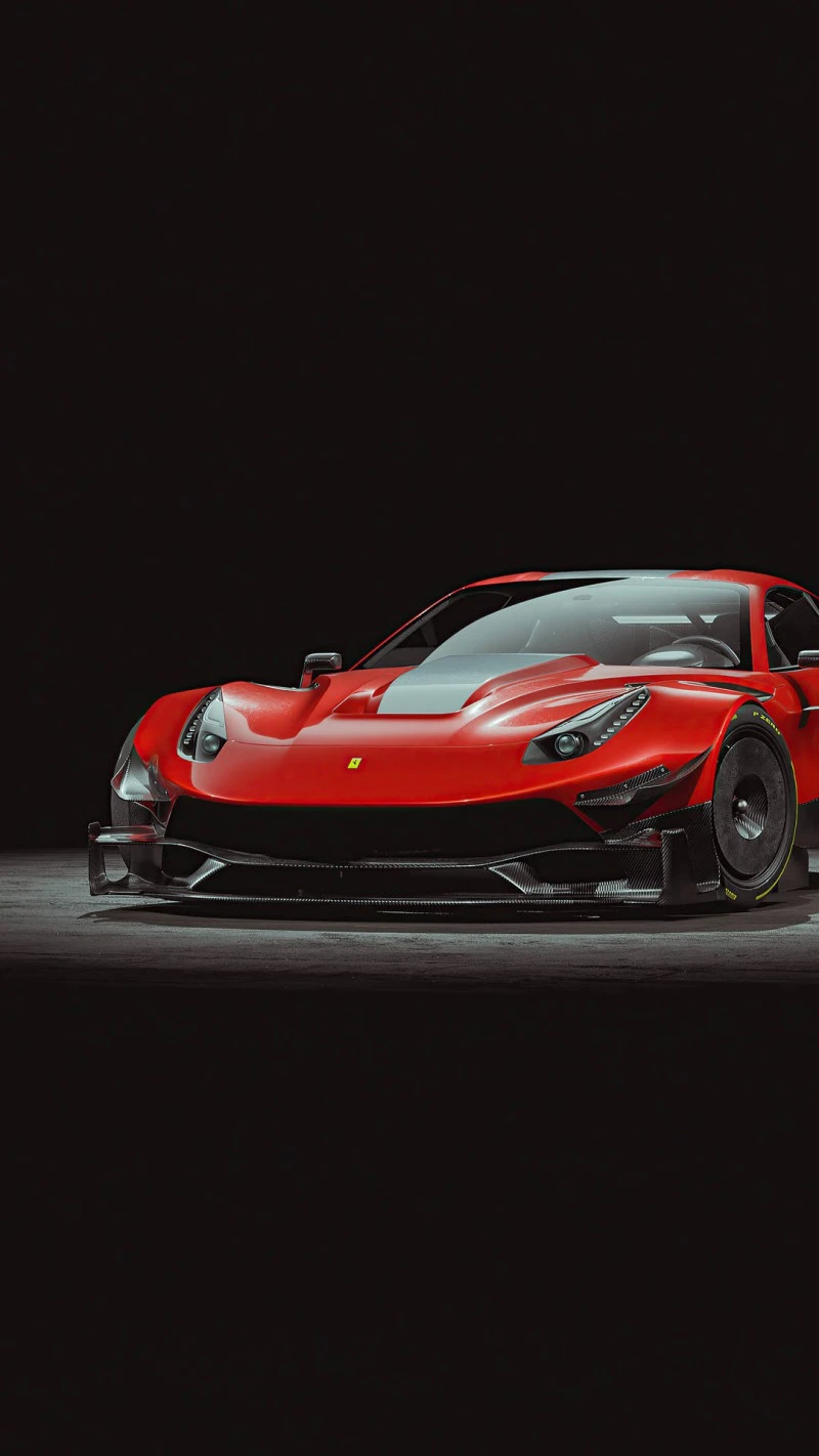 Modified Red Ferrari Race Car 4K Mobile Wallpaper