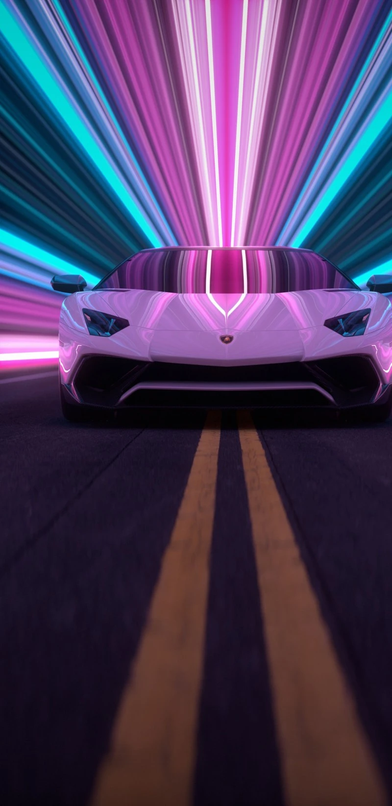White Lamborghini Aventador Speed Blur 4K Mobile Wallpaper