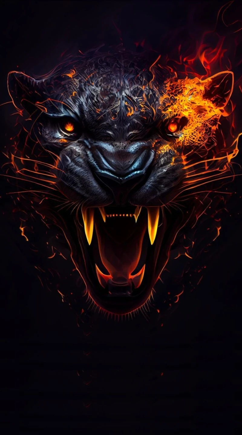Fiery Panther 4K Mobile Wallpaper