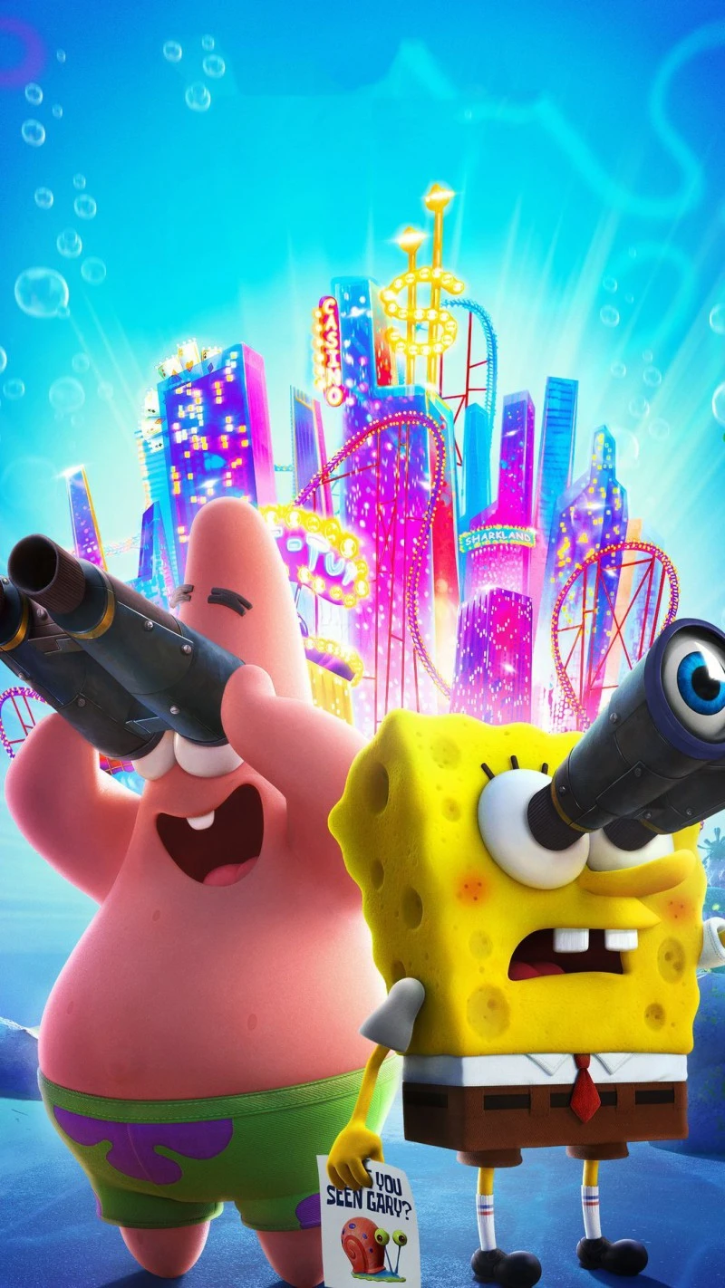 SpongeBob and Patrick Explore Bikini Bottom's New Casino 4K Mobile Wallpaper