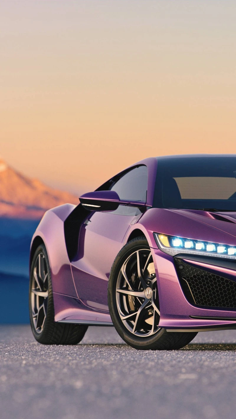 Purple Honda NSX at Sunset 4K Mobile Wallpaper