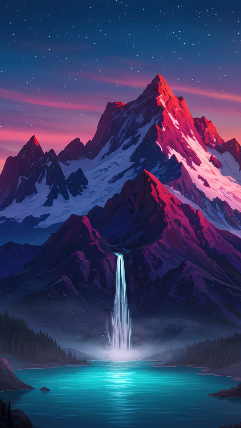 Majestic Mountain Waterfall 4K Mobile Wallpaper