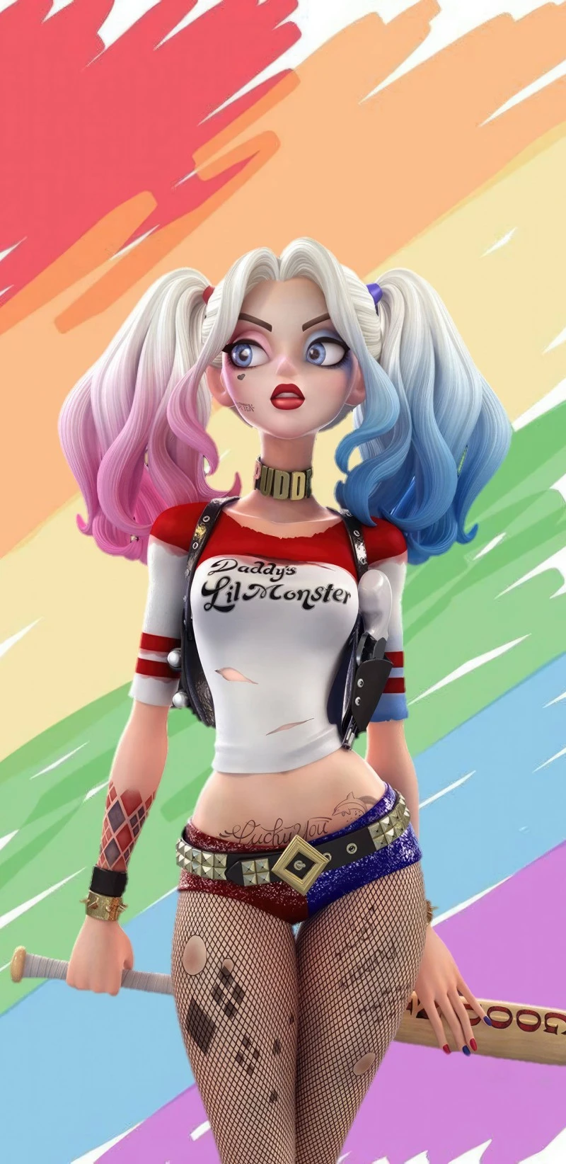 Harley Quinn: Vibrant 3D Render 4K Mobile Wallpaper