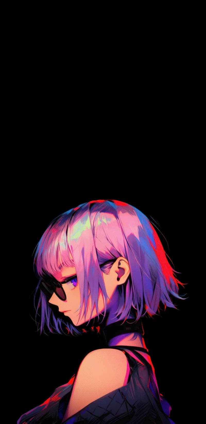 Stylish Anime Girl with Purple Hair 4K Mobile Wallpaper Free Download